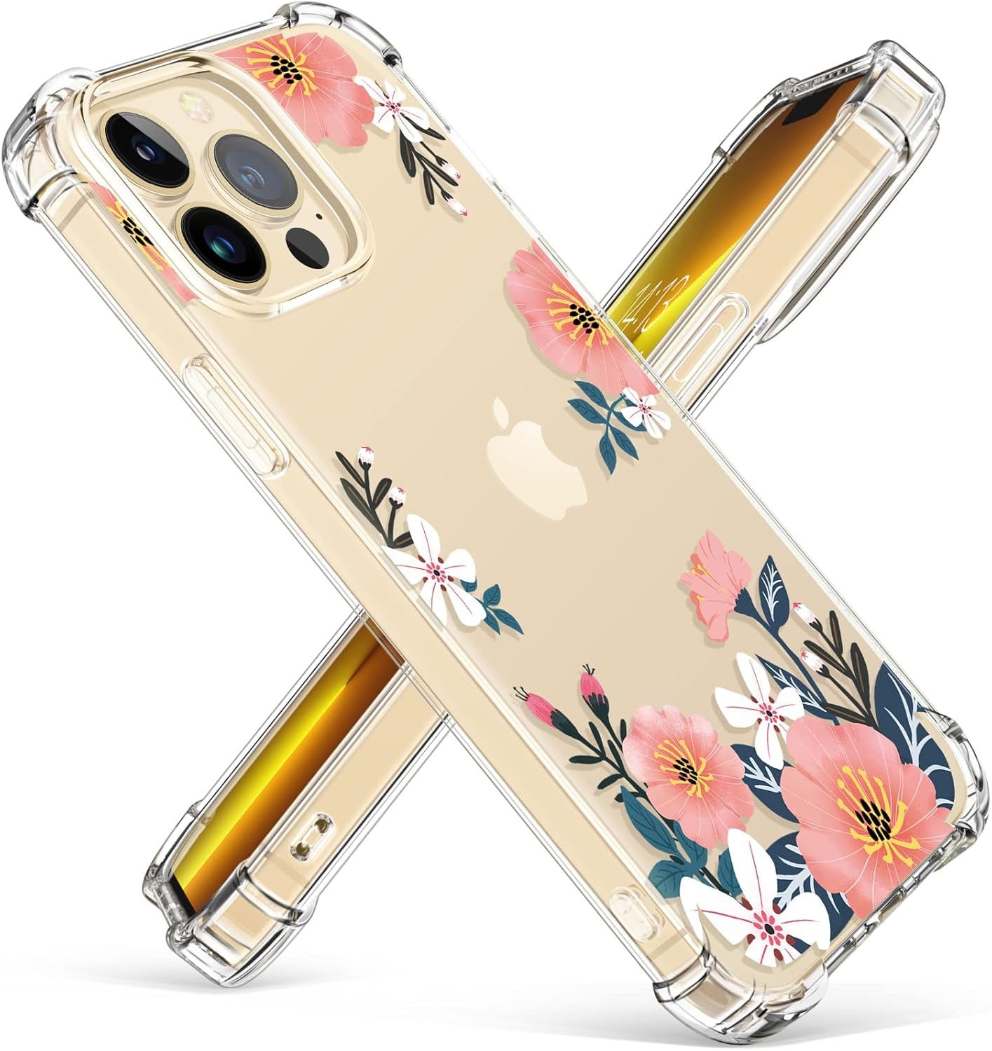 Case Compatible with Iphone 13 Pro Max 6.7 Inch 2021, Clear Floral Soft & Flexible TPU Shockproof Protective Cover for Women Girls, Flower Pattern Design Phone Case (Summer Blossom/Pink)